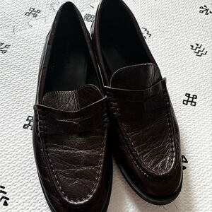 Massimo Dutti Dark Brown Leather Loafers